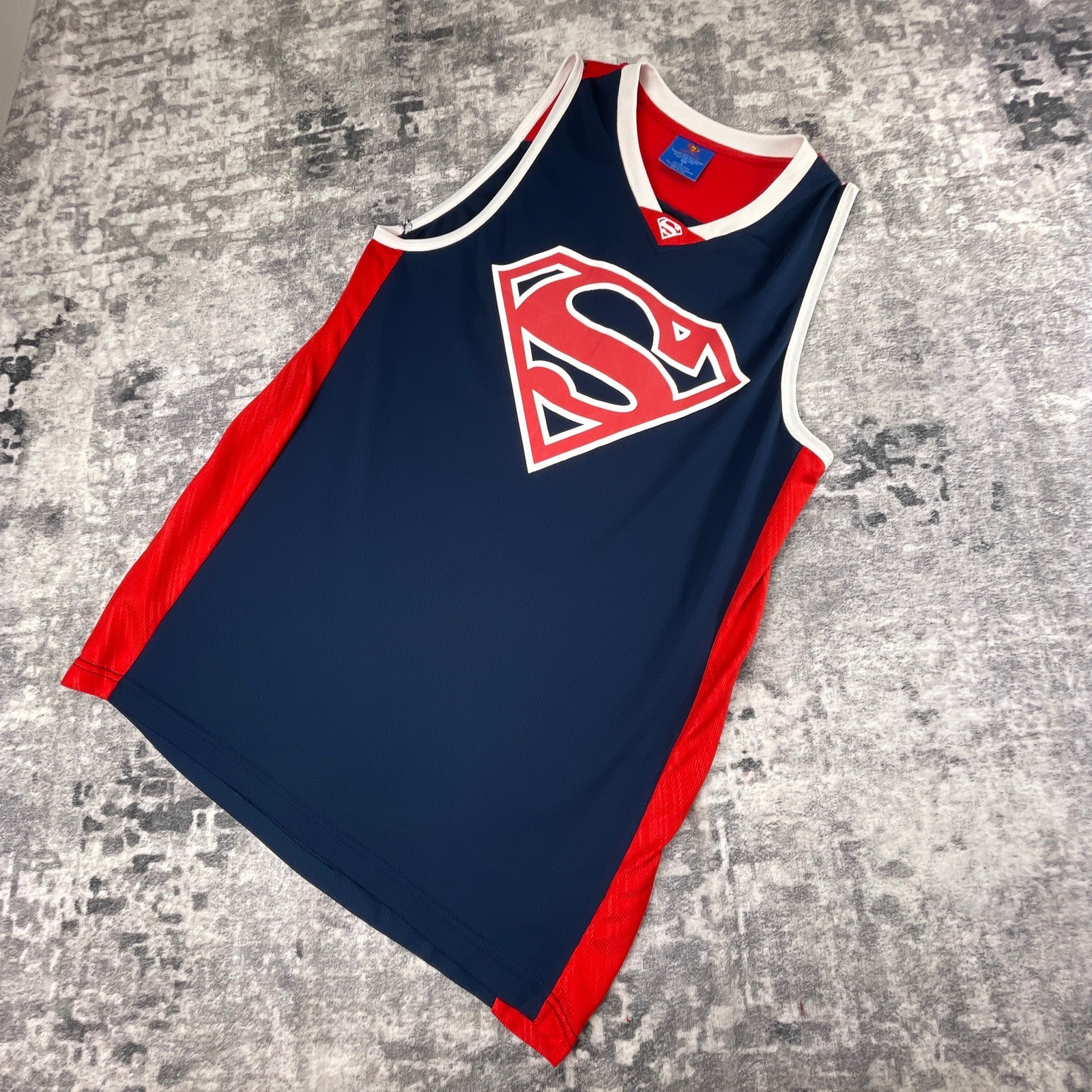 Superman DC Comics Small Basketball Tank Top Colorblock Blue Red Jersey gallery