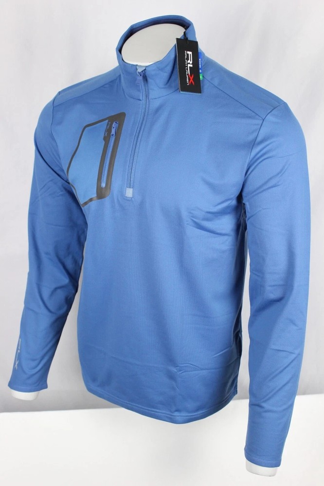 Ralph Lauren RLX Men's Performance Jersey 1/4 Zip Pullover M Medium Fleece Blue