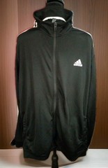 ADIDAS MEN’S H46099 XL 3- STRIPE FULL ZIP TRACK BLACK/WHITE TOP JACKET