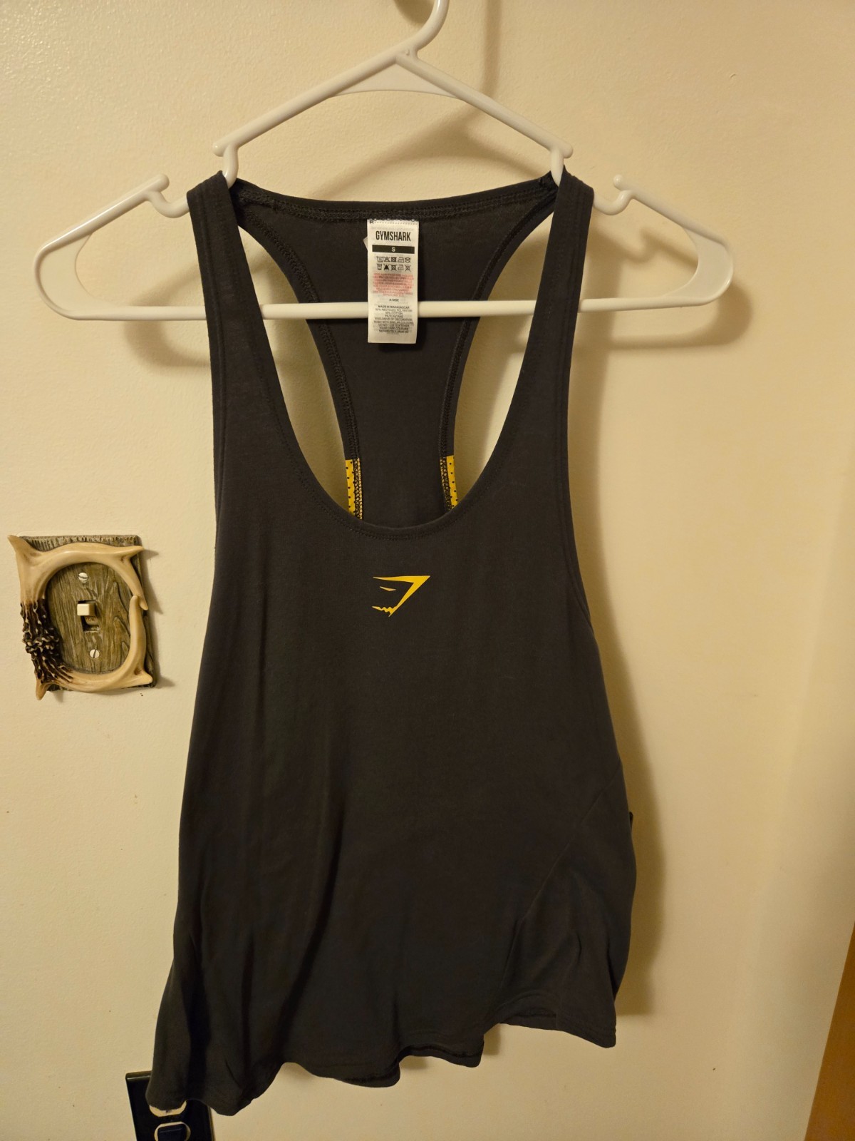 2 Gymshark React Stringer Tank Top Mens Small Orange/Blue Shark Graphic gallery