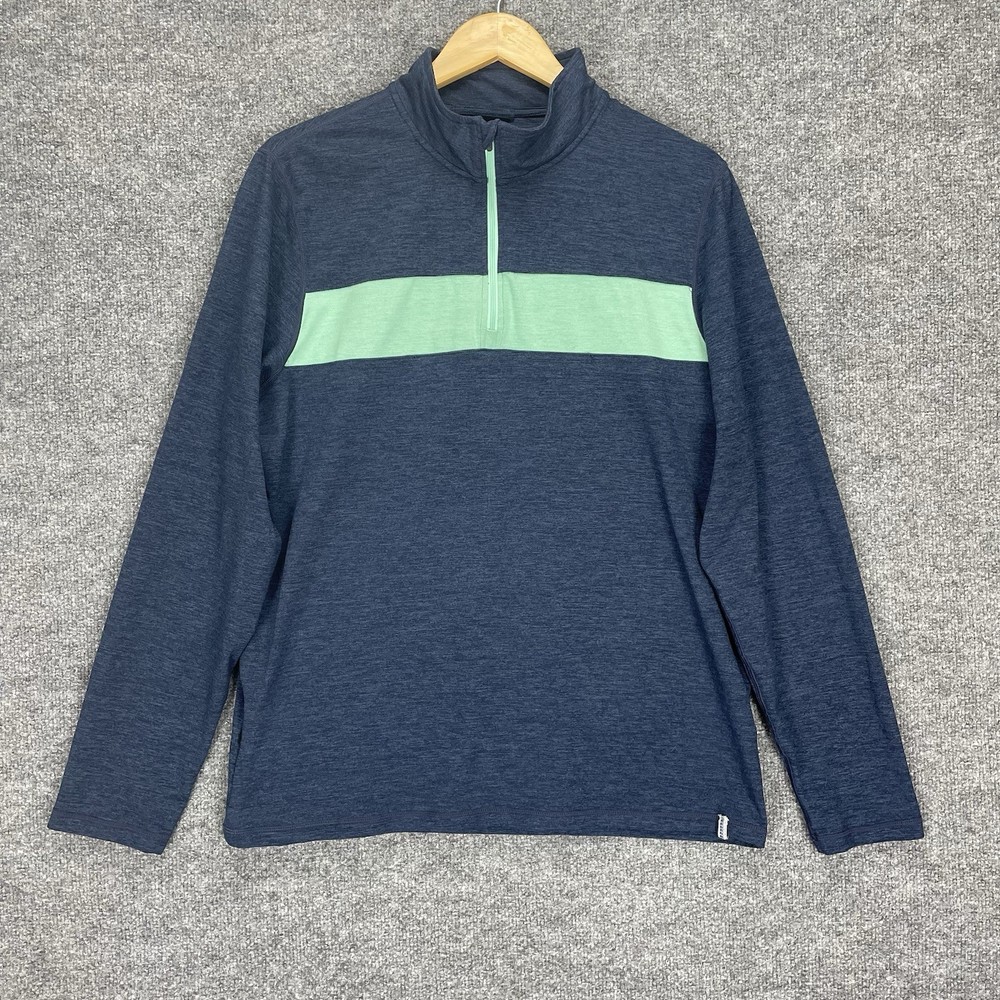 Marine Layer Weekend Sport 1/4 Zip Pullover Sweatshirt Men’s Large Blue Stretch
