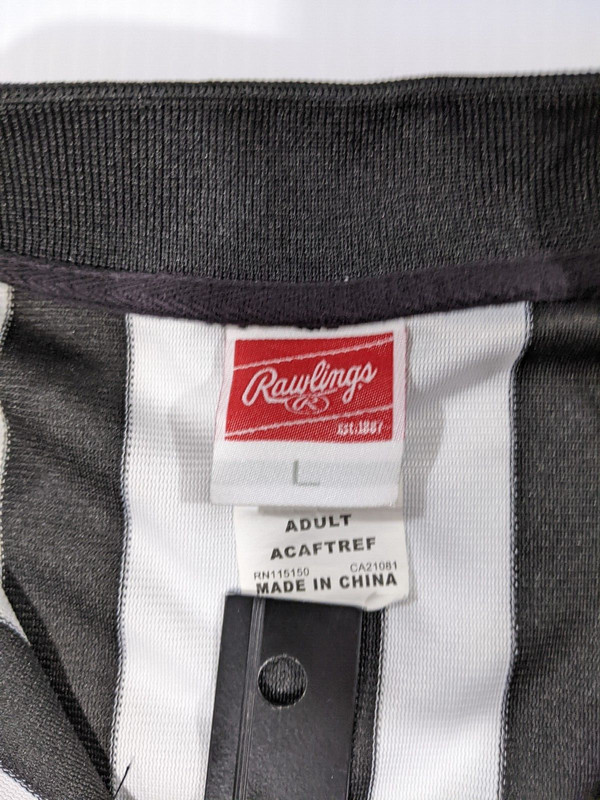 Rawlings Striped Referee Shirt Adult LG Basketball Football Baseball 1/4 Zip USA gallery