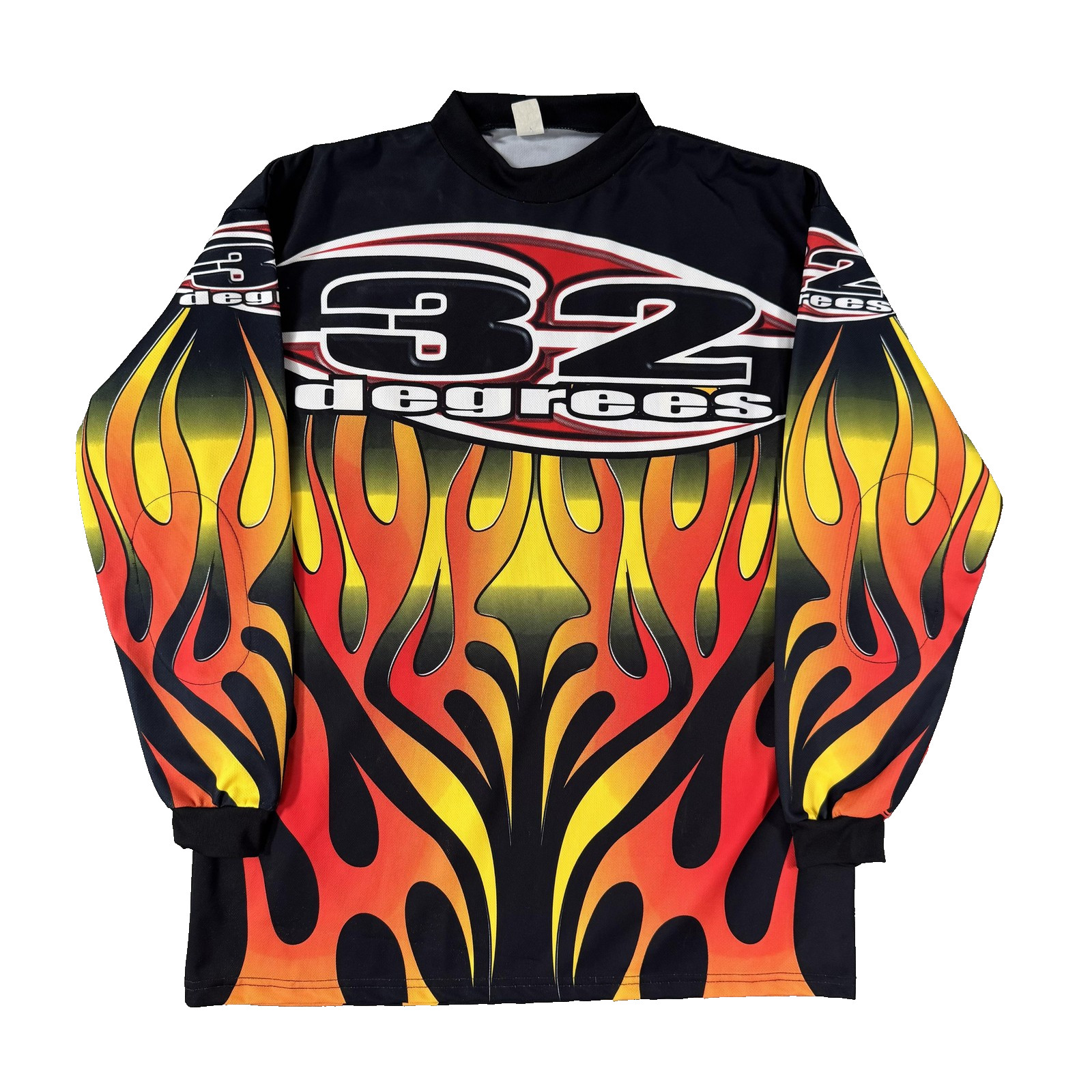 32 Degrees Shirt Mens Large Multicolor Flame Graphic Long Sleeve Racing Jersey gallery