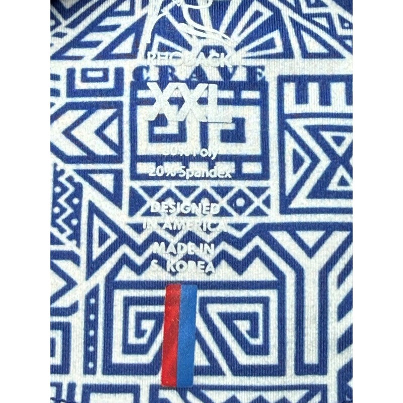 Rhoback Mens XXL Quarter Zip Pullover Blue Geometric Tribal Print Golf Top L/S gallery
