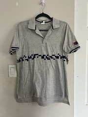 Vintage Nike John McEnroe 85 Challenge Court Checkerboard Tennis Polo Grey Large