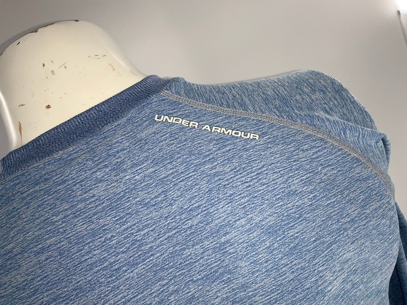 Under Armour Fitted Pullover Sweatshirt M Men Light Blue Poly Crew YGI D2-403 gallery