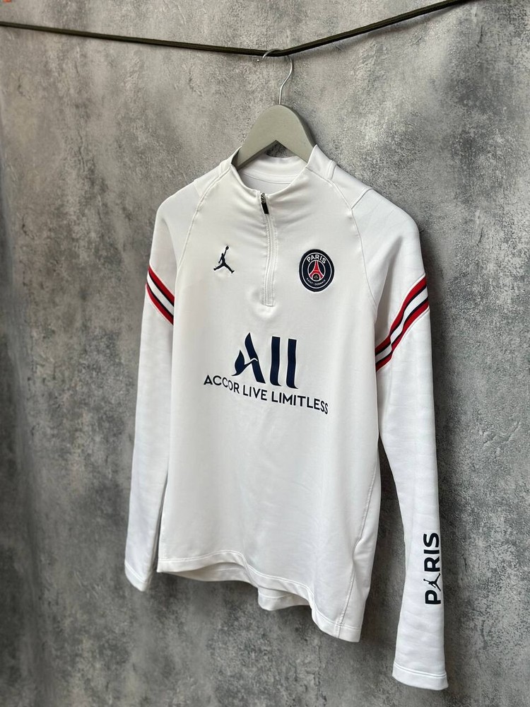 Jordan PSG 21/22 Long Sleeve Track Zip Jersey White Long Sleeve Men's Size Small