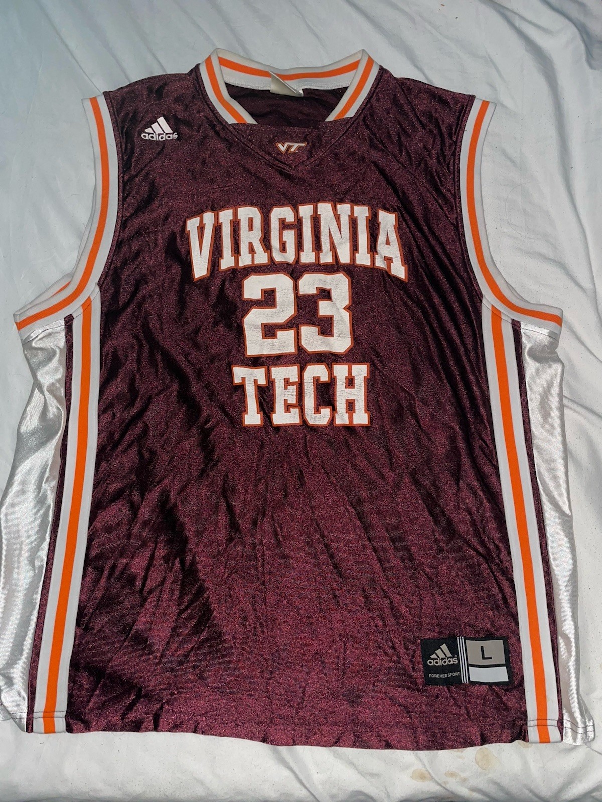 Adidas Virginia Tech Basketball Jersey Mens Size Large US Shiny Satin Style gallery