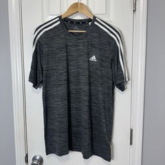 Adidas Prime Green Men’s Aeroready Short Sleeves Shirt Heather Black Size Large
