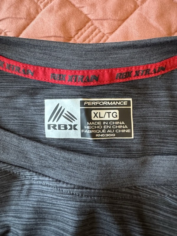 RBX X-Train Performance Athletic Shirt Men’s XL Gray Striped Moisture Wicking gallery
