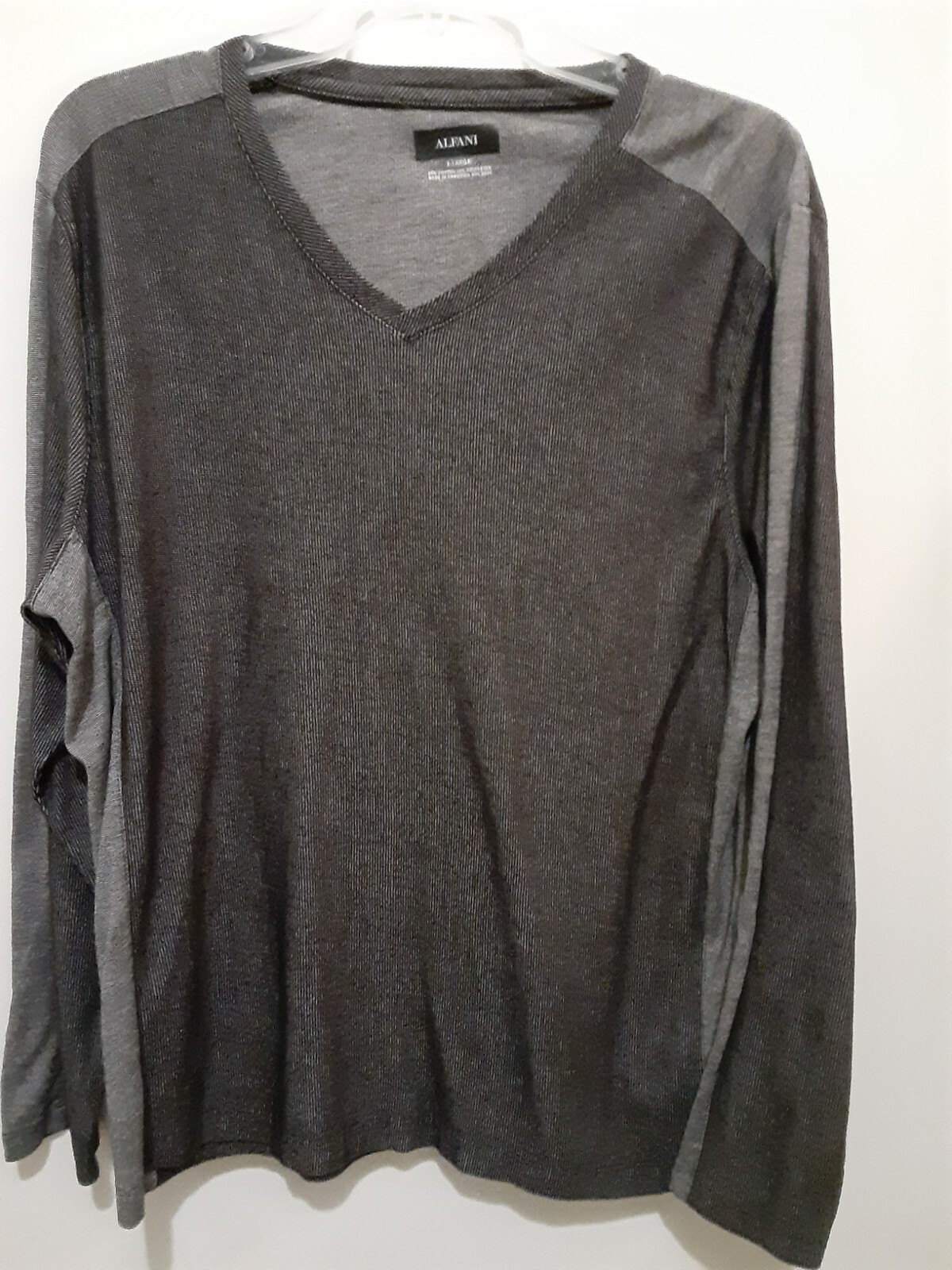 Alfani Mens Textured Ls Basic T-Shirt Black Gray Sz XL Activewear Cotton Poly gallery