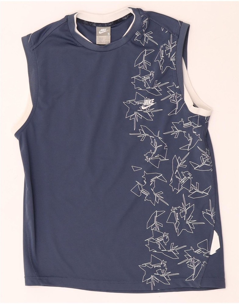 Nike Mens Graphic Vest Top UK 36/38 Small Blue Geometric Polyester CK06