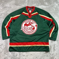 Vintage SP Davis Co Eagles Hockey Jersey Baker 18 Green Red Mens Large