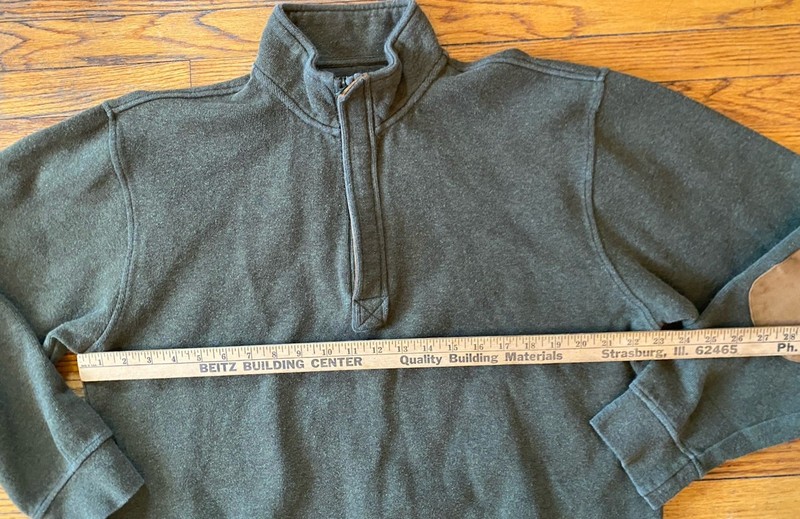 Men's Orvis Simoom Tweed Quarter Zip Sweatshirt Green Large, Elbow Patches gallery