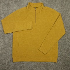 VRST Sweater Mens Large Yellow Ribbed Quarter Zip Performance Golf Gym Active