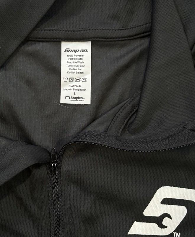 Snap-On Tools Pullover Performance 1/4 Zip Long Sleeve Black Shirt Mens Large gallery