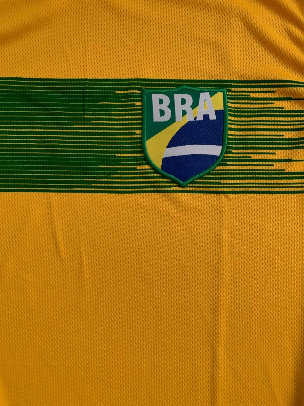 Men's Brazilian Soccer Yellow & Green Short Sleeve Jersey Shirt Size G or L NEW gallery