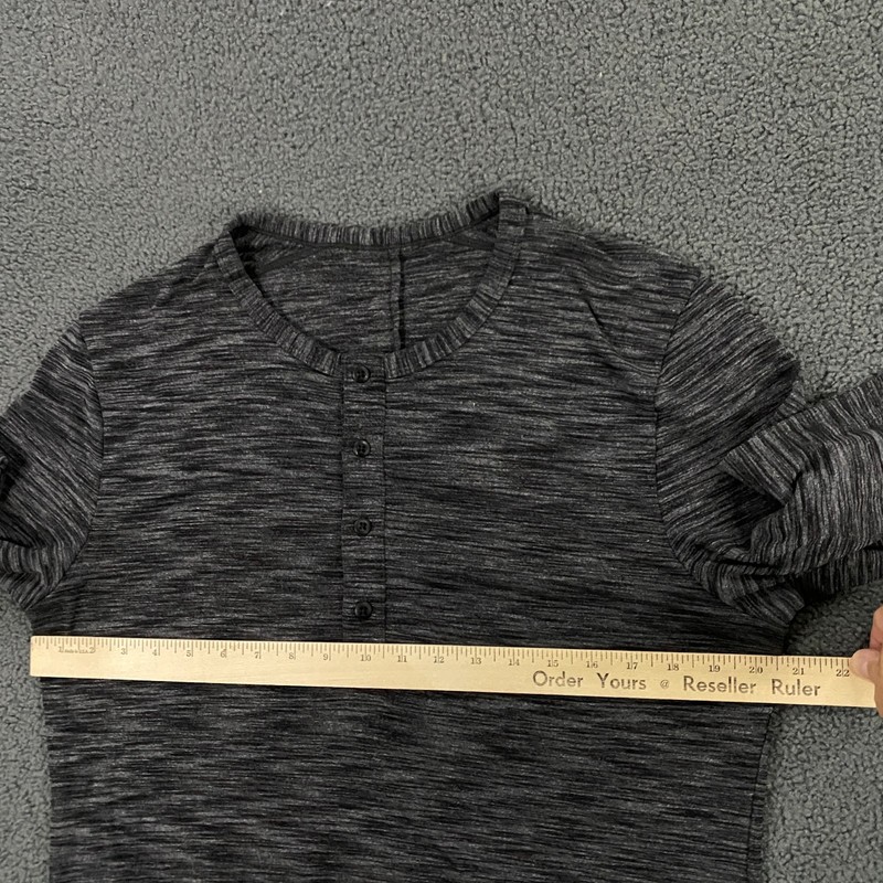 Lululemon Shirt Mens Medium Henley Long Sleeve Knit Stretch Heather Gray gallery