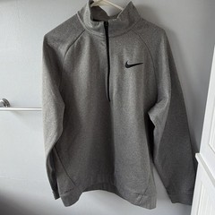 Nike Dri-FIT Men’s Gray Solid 1/4 Zip Mock Neck Pullover Long Sleeve L