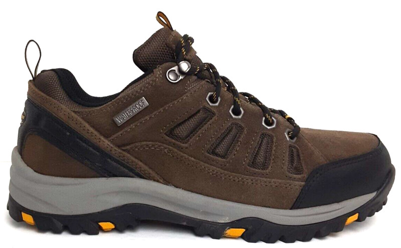 Skechers SIZE 8 Men's LEATHER Boot WATERPROOF Hiking MEMORY FOAM Brown 65673 gallery