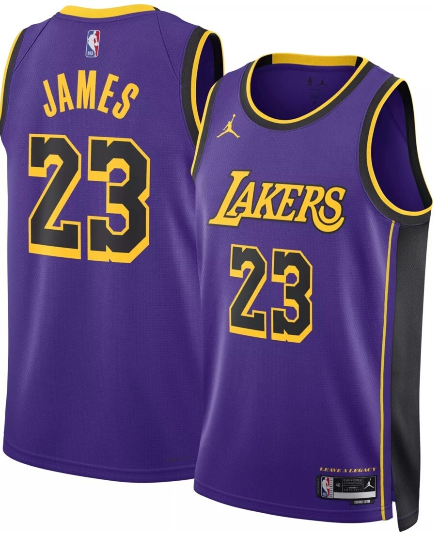 Lakers Lebron James Mens Jersey Field Statement Edition Purple Swingman Size L gallery