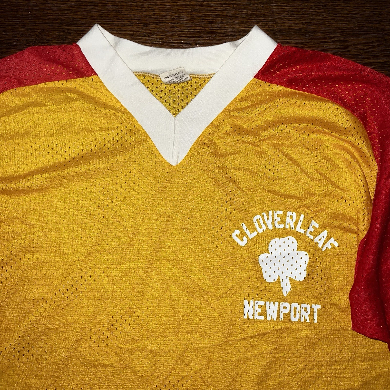 Vtg 70s Russell Athletic Cloverleaf Bar Newport Colorblock Mesh Jersey Shirt XL gallery
