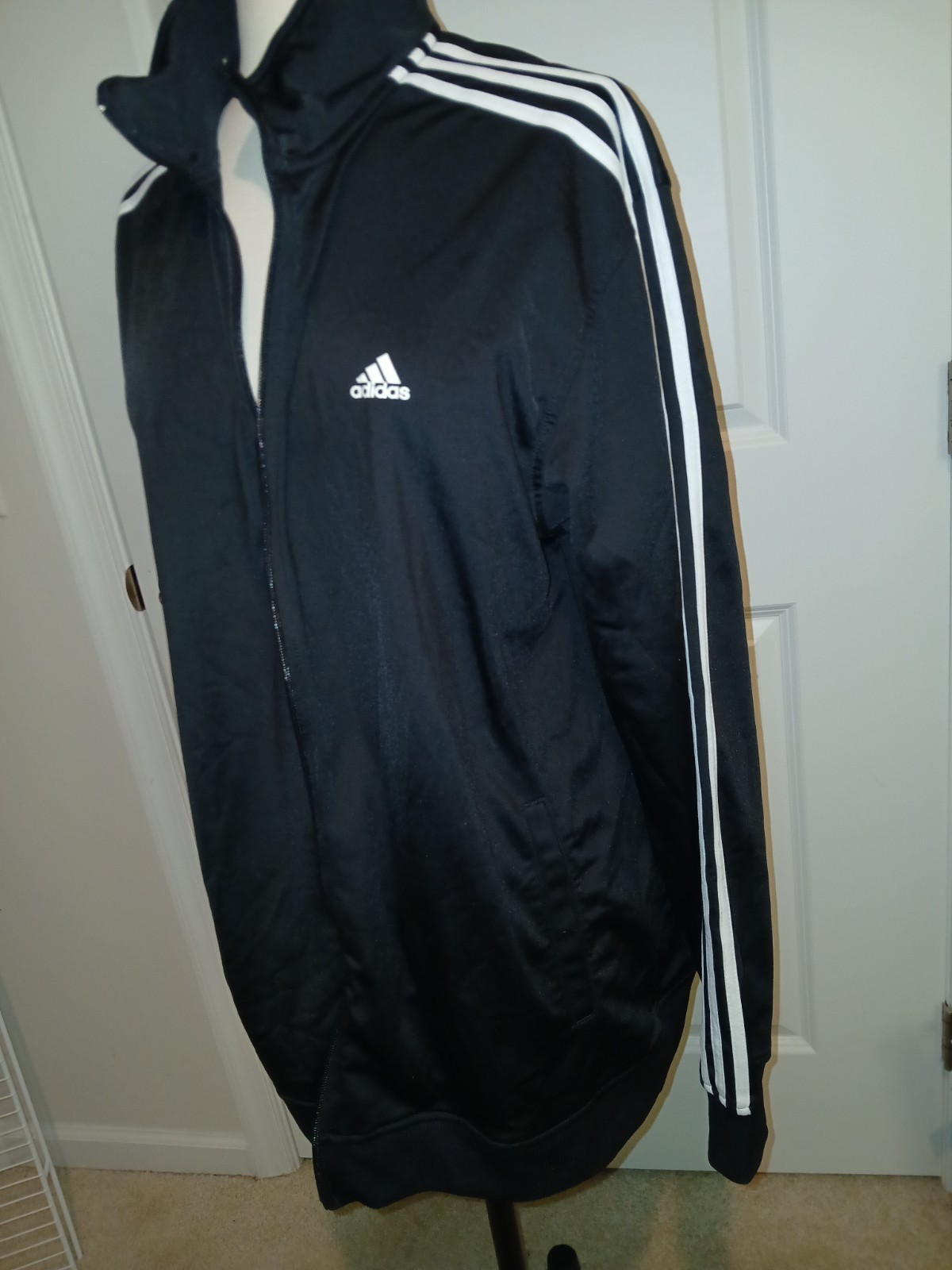 Adidas Sweater Men Large Black Climawarm Quarter Zip Pullover 3-Stripes Logo XL gallery