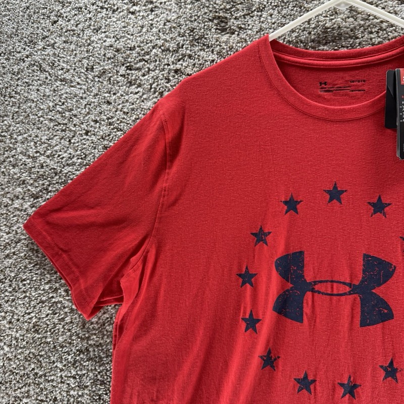 Under armour Freedom Shirt Mens Large Red Short Sleeves New With Tags Loose Heat gallery