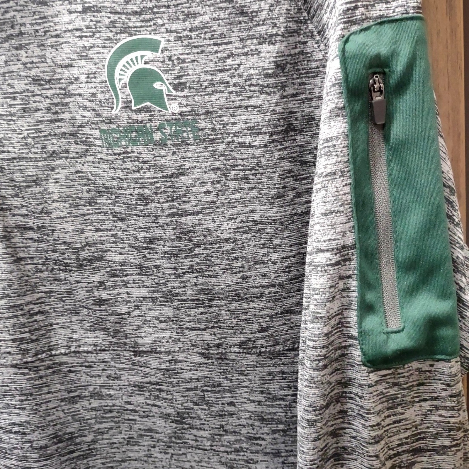 Michigan State Spartans Quarter Zip Pullover Gray Long Sleeve Shirt gallery