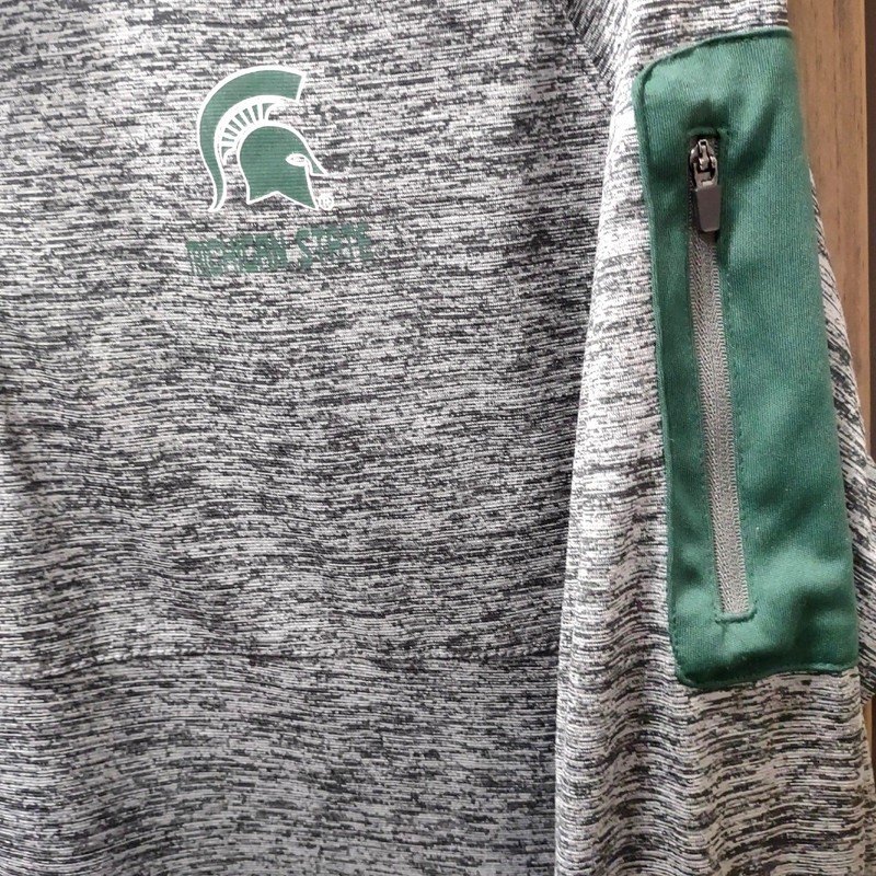 Michigan State Spartans Quarter Zip Pullover Gray Long Sleeve Shirt gallery