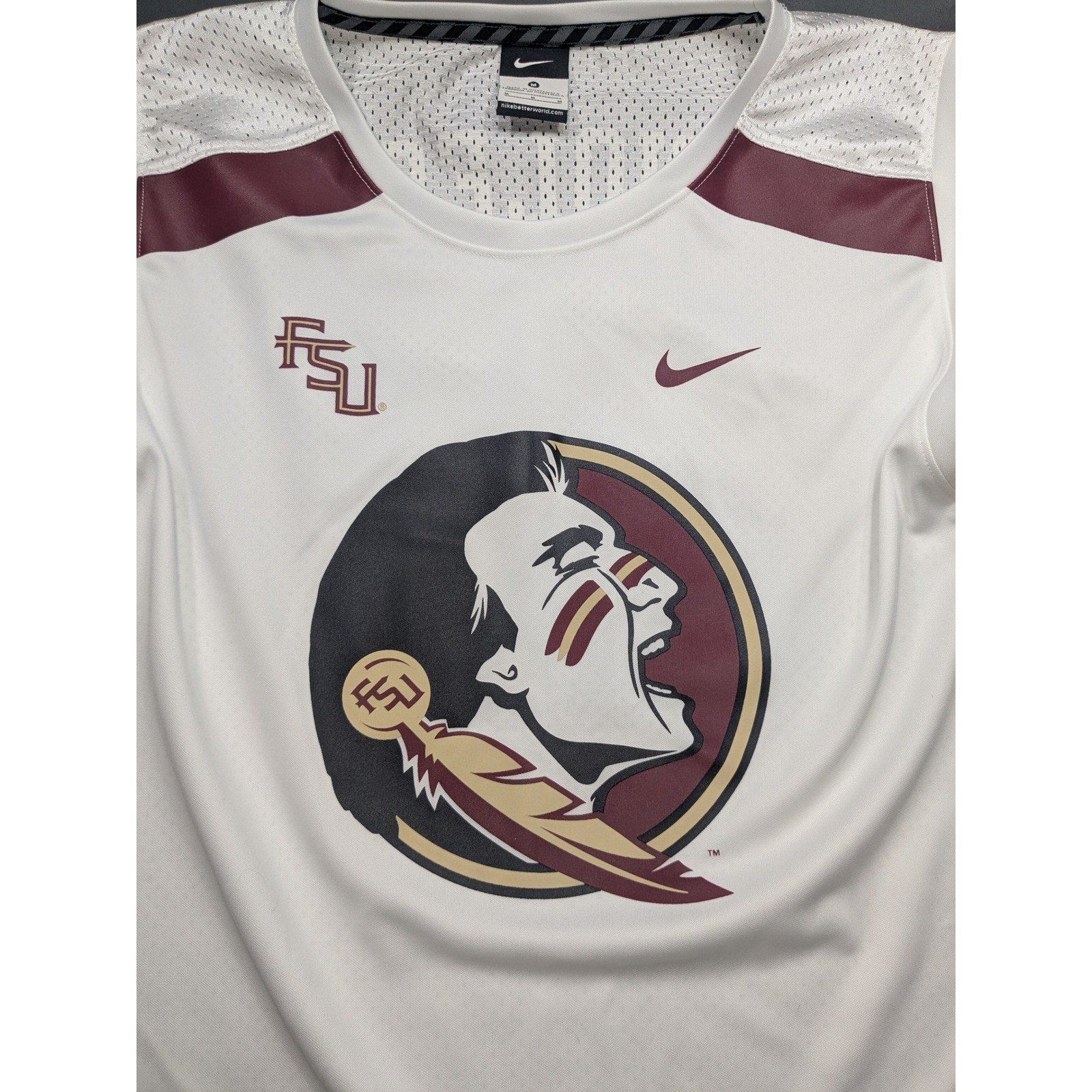 Nike FSU Seminoles Sleeveless Jersey Mens Medium White Florida State NOLES 0 gallery