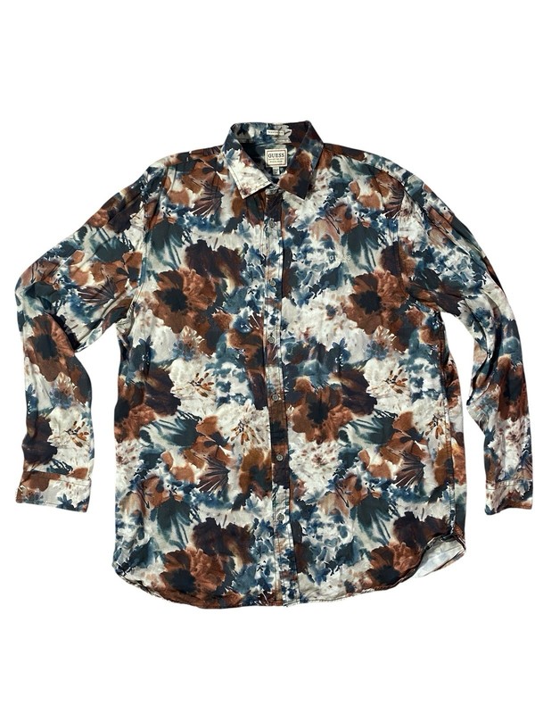 Guess Men's Shirt XXL Regular Fit Button up Summer Floral Casual Vintage gallery