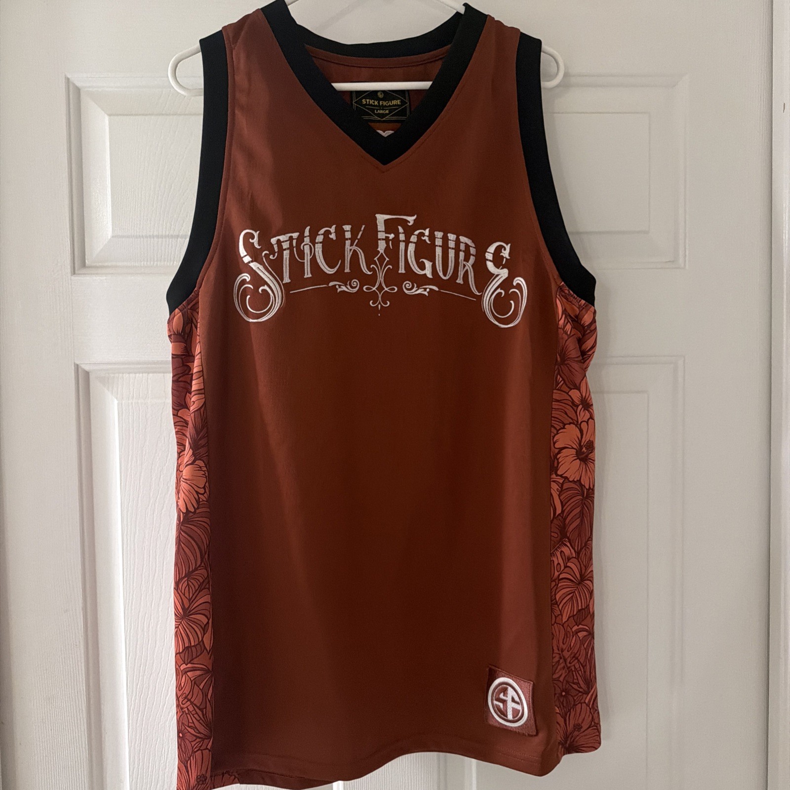 Stick Figure Maroon Embroidered Jersey Large Lion Floral Pattern Nice gallery