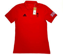 RED Polo Shirt Adidas Team GB Top Olympic Cotton Tee Mens Womens Size XS S M L
