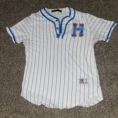 Hudson Outerwear Hometown Collection White/ Blue Pinstripe Jersey Mens Siz L