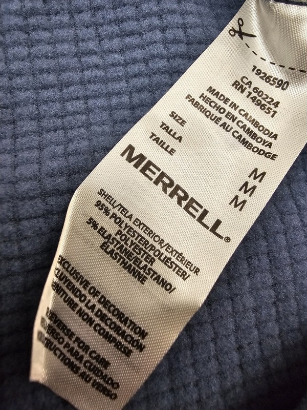 Merrell Grid Fleece Blue 1/4 Zip Pullover Hike Camp Travel Sweatshirt Medium gallery