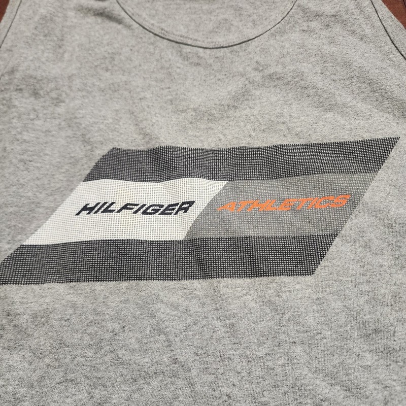 VTG Y2K Tommy Hilfiger Athletics Mens Tank Top Muscle XL Logo Gray 90s Cotton gallery