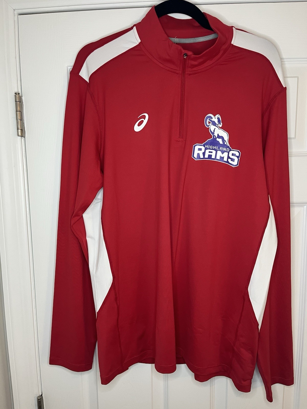 NWT ASICS Highland Rams 1/4 Zip Pullover. Large. Red gallery