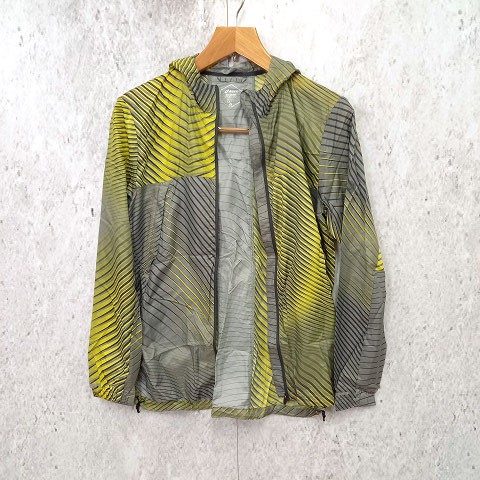 ASICS Windbreaker Running Packable Jacket Hooded Yellow Grey gallery