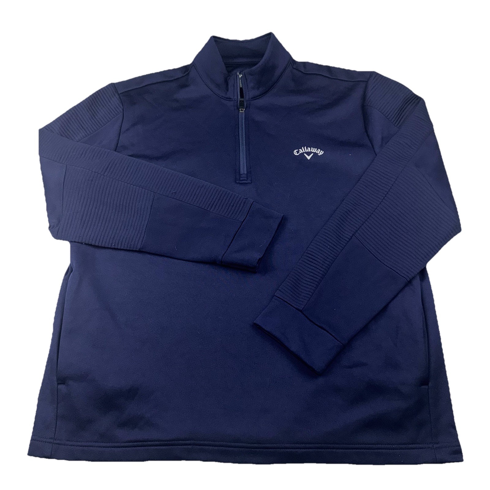 Callaway Mens Quarter Zip Pull Over Navy Large Mock Neck Ribbed Opti Dri Golf gallery