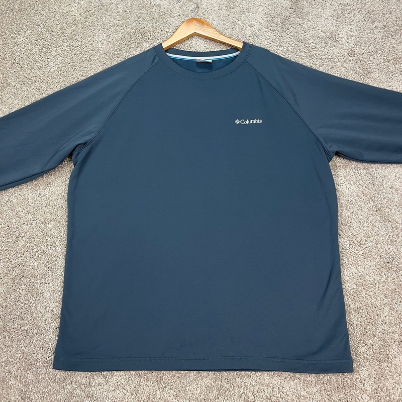Columbia Pullover Mens Large Blue Long Sleeve Stretch Performance Fleece EUC gallery