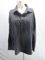 Eddie Bauer Size M Mens Black Pockets Long Sleeve Outdoor Button Up Shirt 098