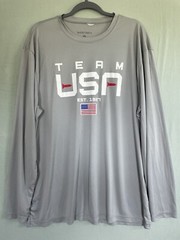 Team USA Long Sleeve Shirt Mens 2XL Gray Olympics American Flag Short Par 4 Golf