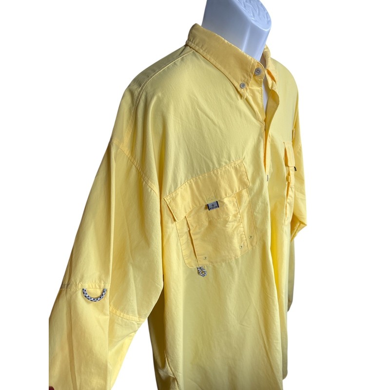 Columbia PFG Bahama II Long Sleeve Bright Yellow Fishing Shirt, Size 2X Tall gallery