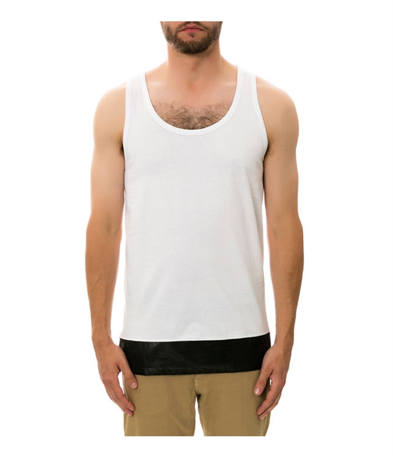 DOPE Mens The Leather Paneled Tank Top, white, 2XL gallery