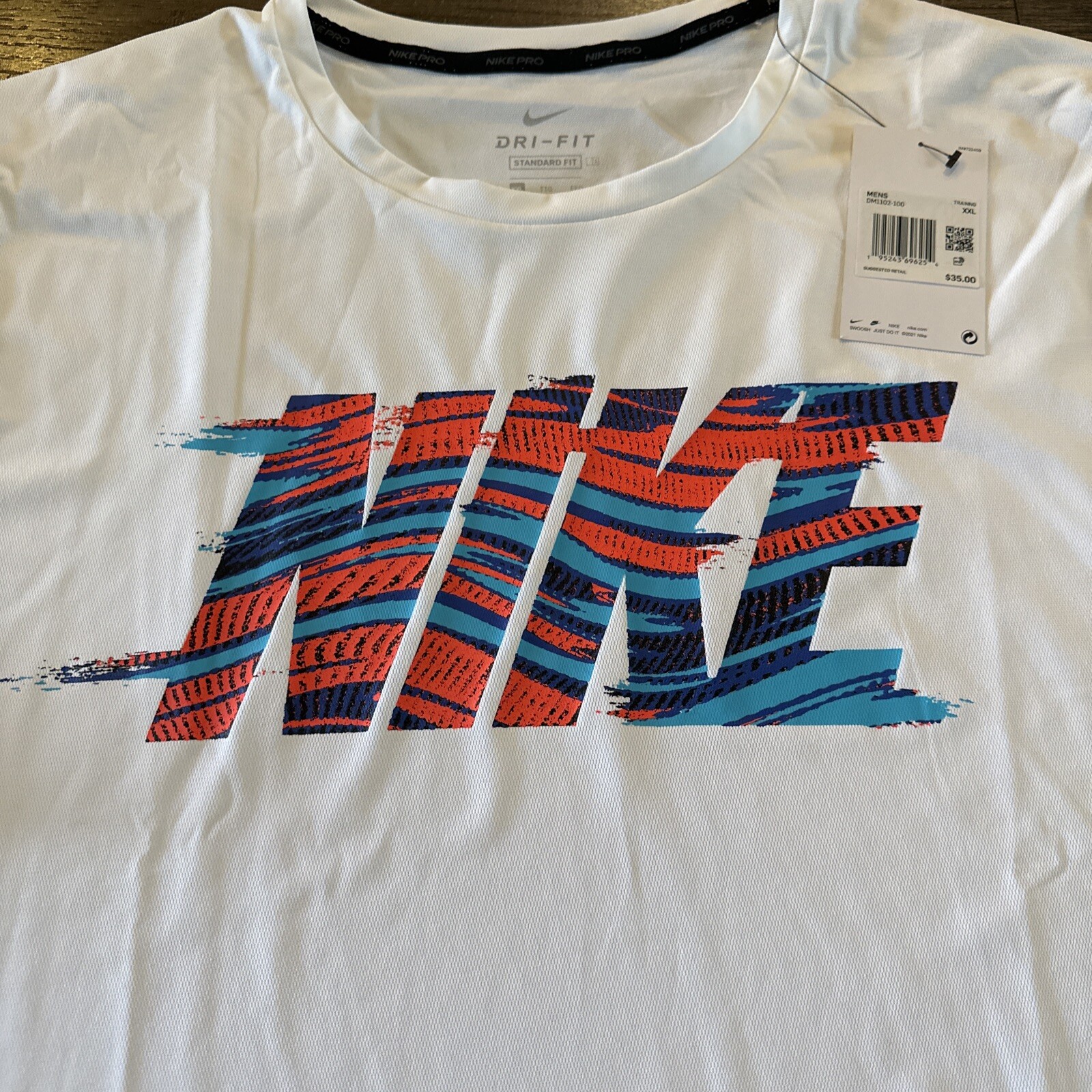 NIKE PRO Dri-Fit Size 2XL Training T-Shirt Top Jersey White DM1102-100Nwt gallery
