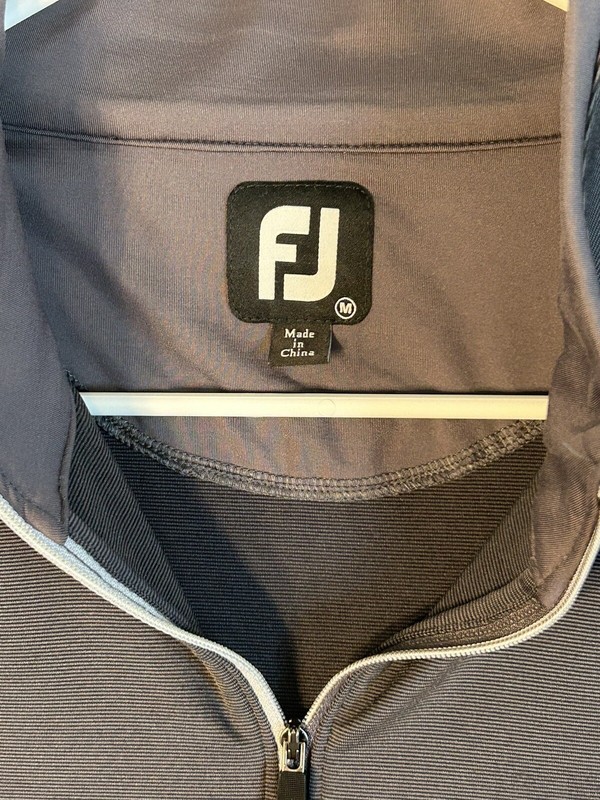 FJ FootJoy Performance Woven Stretch 1/2 Zip Gray Pullover Mens M Has Sleeve LOg gallery