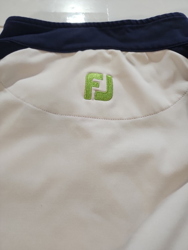 FootJoy Mens XXL Quarter Zip Performance Golf Mid Layer Pullover White Navy Blue gallery