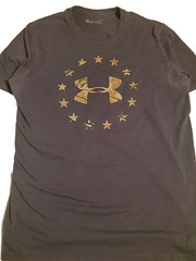 Under Armour Mens Gray Camo Logo Short Sleeve T Shirt Activewear SIZE L