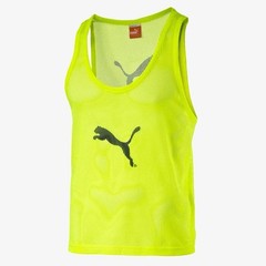 Puma Training Mesh Bib Tank Top Fluo Neon Yellow Big Cat Logo Mens S NWT